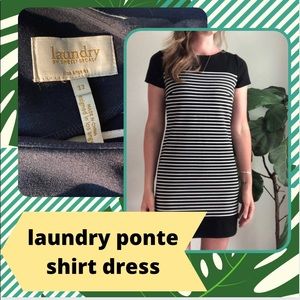 laundry ponte cotton stripe dress